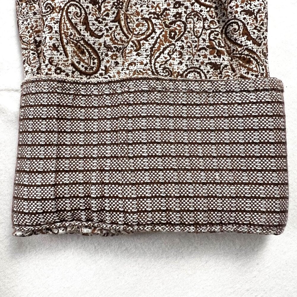Cremieux Classics Mens Paisley Long Sleeve Button-Up Large Shirt Brown Flip Cuff - Picture 6 of 10